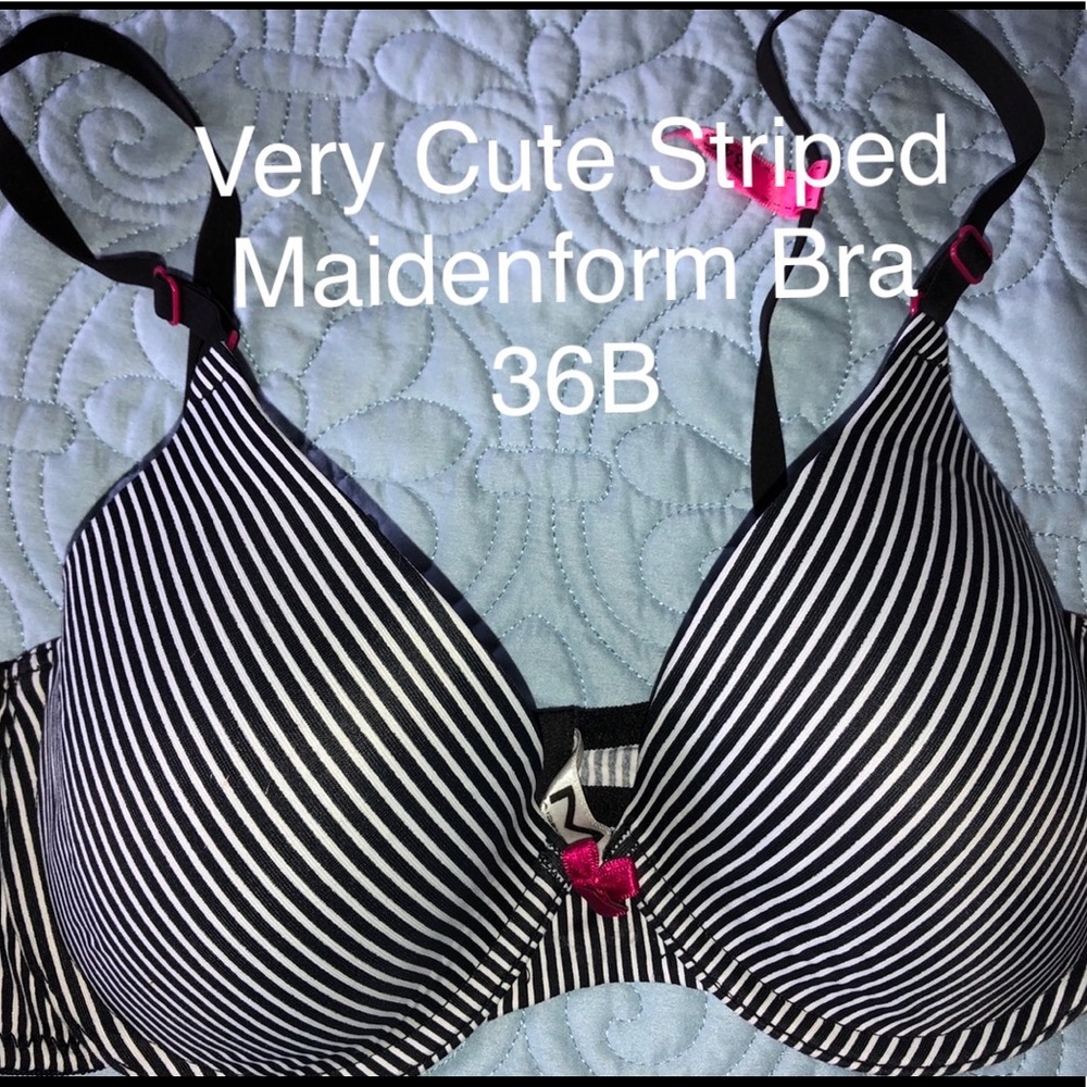 Maidenform 36B Black White striped Bra